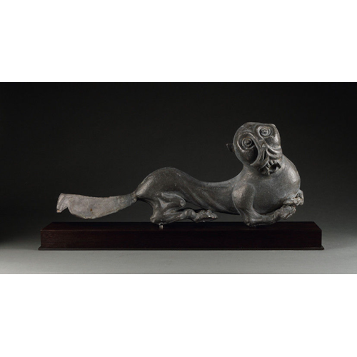 Rare Ceremonial Pair of English Lead Figures of Leopards